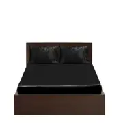 Black Casablanca Silky Satin Fitted Sheet Combo Set