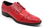 [Metrocharm] Men's Formal Fashion Tuxedo Wedding Lace Up Cap Toe Dress Shoe croco-04, Red, 8.5