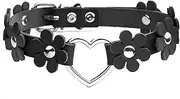 [MILAKOO] Punk Gothic Flower Choker with Heart-Shaped Ring Women's Punk Rock Collar Vintage PU Leather Collar