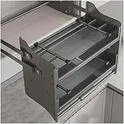 2-Tier Pull down Cabinet Shelves,Cabinet Wall Cabinet Lift,Aluminum Pull down Cabinet Organizer,Save Space,for Kitchen,Cafe Cabinet(660x260x530mm)