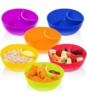 Chip And Dip Bowls Anti-Soggy Divided Stackable Plate With Dipping Section