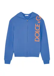 Dolce & Gabbana Kids Logo Hooded Cotton Sweatshirt (8-13 Years) - Blue - 10YR (10 Years) 10YR (10 years)