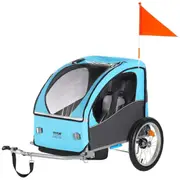 Bike Trailer for Toddlers, Kids, 27 kg Load, Tow Behind Foldable Child Bicycle Trailer with Universal Bicycle Coupler, Canopy Carrier with Strong Carbon Steel Frame for Children, Blue and