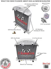 WR Champion 3 Row Radiator Flathead Config-1928 1929 Ford Model A V8 Conversion
