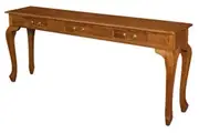 CT Queen Ann Solid Timber 3 Drawer Sofa Table - Light Pecan