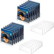 4Pcs Clear Acrylic CD Holder, CD Storage Stand DVD Display Shelf Organizers Holds Up to 14 Standard CD Cases for Media and Video Game Cases Organization Rack