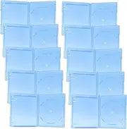 Luxshiny 10Pcs Transparent DVD Holders Portable CD Cases with Clip Design for Safe Storage of Music Game Driver Discs Blue Jewel Cases for Organized CD Collection