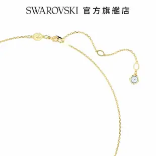 【SWAROVSKI 官方直營】Imber 項鏈 圓形切割 淺藍色 鍍金色色調