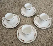 NEW-Opened Box To Take Pictures Grace Teaware Christmas Holly Cups & Saucer Set