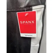Spanx Faux Leather Leggings Track Stripe Size 3X Black Skinny High Rise