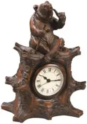 Clock MOUNTAIN Lodge Bear Resin Hand-Cast Hand-Painted Quartz Movement P