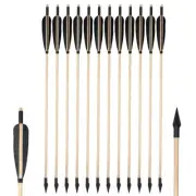 6pcs 31" Wooden Arrows 8mm Hunting Arrow Targeting for Traditional Long Bow