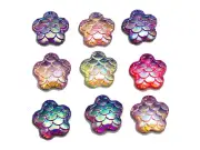 100 pcs Mixed Colour AB Flatback Resin Fish Scale Pattern Flower Cabochon 12mm