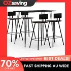 Bar set 5 piece black reclaimed wood stools metal table 120x60x105cm 7829