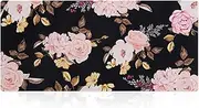 iLeadon Desk Pad Protector, Large Gaming Mouse Pad 35.1 x 15.75-inch 2.5mm Thick, Cute Desk Decor, Office Desk Writing Pad with Non-Slip Rubber Base for Home Office Work Accessories, Gold Leaf Flower