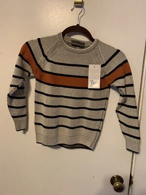 Montecarlo Childrens Sweater NWT Burnt Orange Stripe Size 2 Sharp Style Handsome