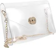 [Healeved] Clear Crossbody Bag for Women Durable Transparent Chain Shoulder Purse Multipurpose Design for Makeup Travel Parties Stylish Jelly Bag with Fine Workmanship