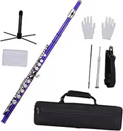 WHAMVOX 1 Set C Key Flute with Keys Beginner Concert Flute for School and Band Lightweight Cupronickel Instrument with Cleaning Cloth and Carrying Case