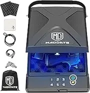Portable Car Gun Safe Biometric Pistol Safe for Travel, Full Size Handgun Lock Box with Handle, Steel Security Cable
