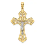 14k Two-tone Gold Two-tone Gold Cut-Out Crucifix Charm