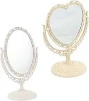 TOVINANNA 2pcs Led Rotating Makeup Mirror Vintage Table Mirror Cosmetics Lights Perfect for Decor Dressing Table