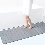 Memory Foam Soft Bath Mats - Non Slip Absorbent Bathroom Rugs 24"x70" Grey