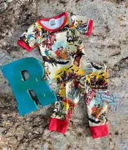 Retro Cowboy Print Pajamas / Classic Western TV Stars PJ Pants Shirt