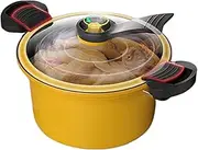 3.5L Pressure Canner Pot Time-Saving Stockpot with Clear Lid Double-Ear Lock Multi-Use Cooker Handle Relief Valve Non-Stick