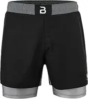 [2BOLD] MMA Shorts Kid’s 2 in 1 BJJ Built in Compression Lining Athletic Gym Boxing Jiu-Jitsu No-Gi Grappling Shorts