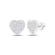 10kt White Gold Womens Round Diamond Cluster Earrings 1/10 Cttw