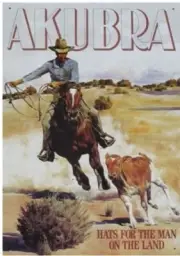 Australian Heritage Series Akubra Hat Man Riding Horse Tin Sign