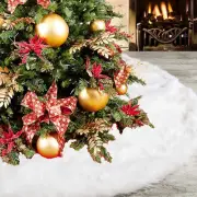 Christmas Tree Skirt 48 inches Snowy White Faux Fur Tree Skirt for Xmas Holid...