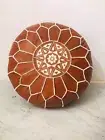 New Vintage Round Ottoman Pouf Leather Moroccan Pouffe Footstool