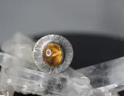 Golden Yellow Quartz Cabochon Oval Gemstone .925 Sterling Silver Ring Size 6.5