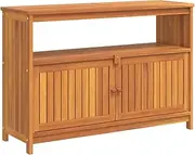 Outdoor Console Table All-Weather Resistant Outdoor Sideboard with 1 Shelf and 1 Doors, Wooden Outdoor Storage Table Patio Bar Table for Garden Balcony, 110x35x75 cm Solid Wood Acacia