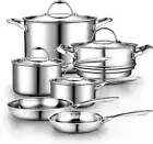 10-Piece Stainless Steel Cookware Set - Induction Compatible & Dishwasher Safe