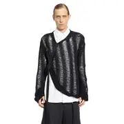 [ANN DEMEULEMEESTER] Balder Ladder Stitch Oversize Sweater Black