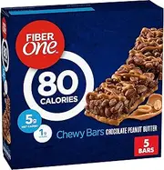 Fiber One 80 Calorie Chewy Bars, Chocolate Peanut Butter, Snack Bars, 5 Ct, 4.1 oz