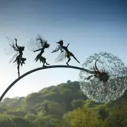 Fairy Garden Sculpture Fairies dancing with dandelions