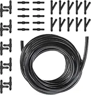 nodteem 30 PCS Car Front Windshield Cleaning Hose Kit, 13.12Ft Flexible Rubber Hose + T-type I-type Y-type Hose Link Nozzle Connectors, Windshield Cleaning Accessory, Suitable for Most Cars (Black)
