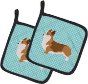 Corgi Blue Pot Holders Set - Heat Resistant Oven Hot Pads for Cooking, Baking & BBQ Caroline's Treasures
