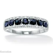 PLATINUM OVER STERLING SILVER 1.05 TCW SAPPHIRE RING SIZE 6 7 8 9 10