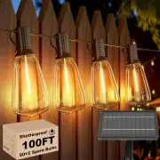 Solar Outdoor String Lights 100FT, ST38 Patio Lights with 52Pcs Shatterproof Dim