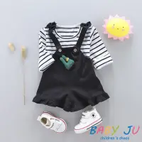 在飛比找momo購物網優惠-【BABY Ju 寶貝啾】俏皮小兔長袖吊帶褲裙套裝(黑色)