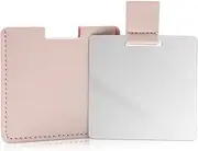 Shatterproof Stainless Steel Compact Mirror for Purses, Unbreakable Mirror Travel with PU Leather Case Cover, Handheld Camping Shaving Mirror for Women & Men, Makeup, Gift (Pink)