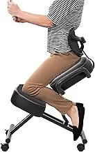 DRAGONN (by VIVO) Ergonomic Kneeling Chair with Back Support, Adjustable Stool for Home and Office with Angled Seat for Better Posture - Thick Comfortable Cushions, Black (DN-CH-K02B)