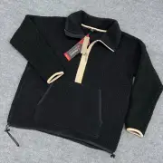 J.CREW Sherpa Jacket Womens XS Black Polartec Fleece Half-Zip Pullover Deep Pile