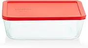 [Pyrex] Simply Store Glass Food Storage Container, Snug Fit Non-Toxic Plastic BPA-Free Lids, Freezer Dishwasher Microwave Safe, 11 Cup