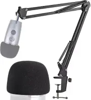 Yeti Nano Mic Stand with Pop Filter - Microphone Boom Arm Stand with Foam Cover