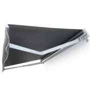 Luxury Roll Out Retractable Folding Arm Awning White Frame/DARK GREY Fabric